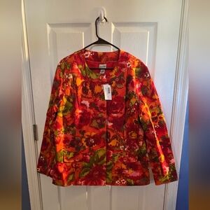 Chico's Vibrant Multicolor Women's Floral Blazer